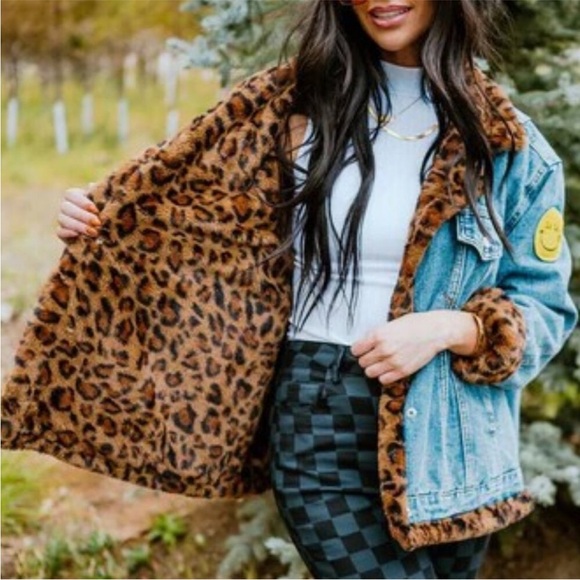 Dressed in LALA Forever Patched Trucker Jacket in Leopard - Picture 3 of 8